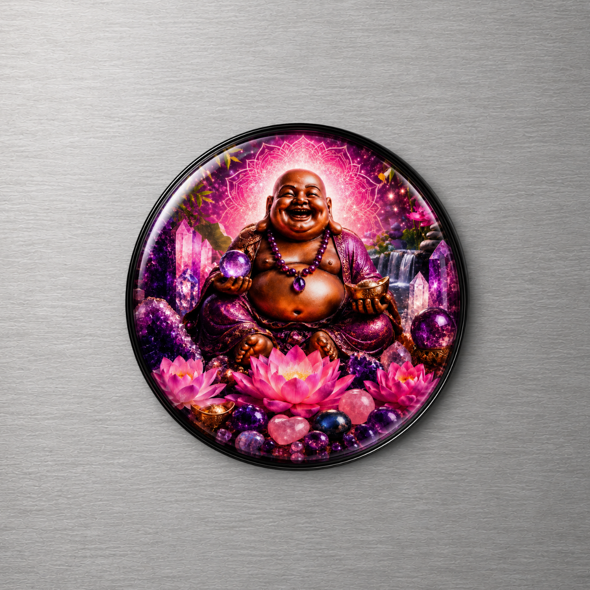 Buddha with Crystals 4cm Glass Magnet