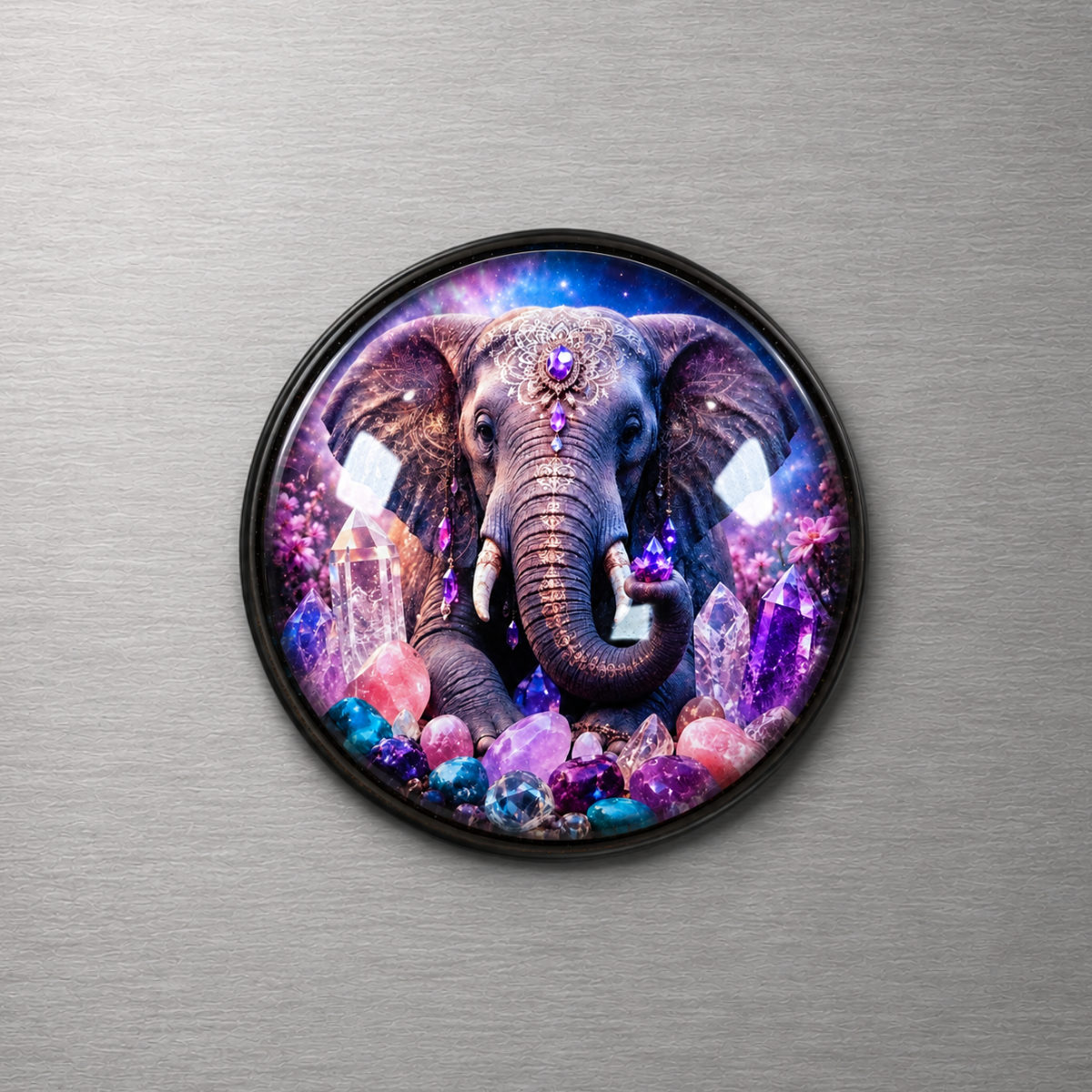 Elephant with Crystals 4cm Glass Magnet