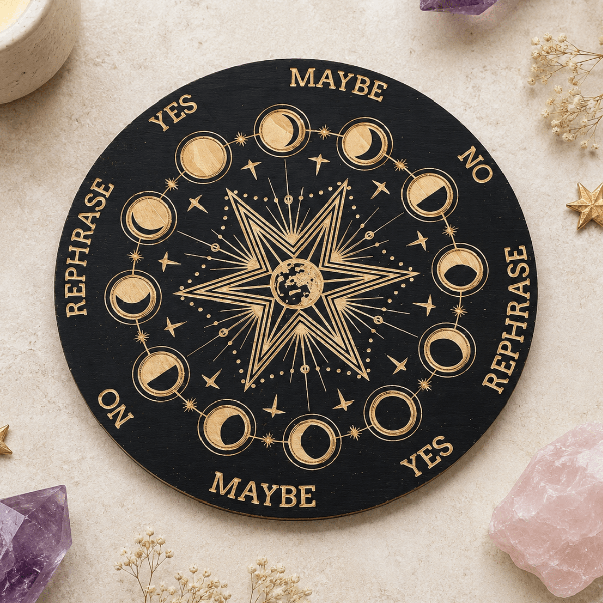 15cm Moon Phase on Black Pendulum/Divination Board
