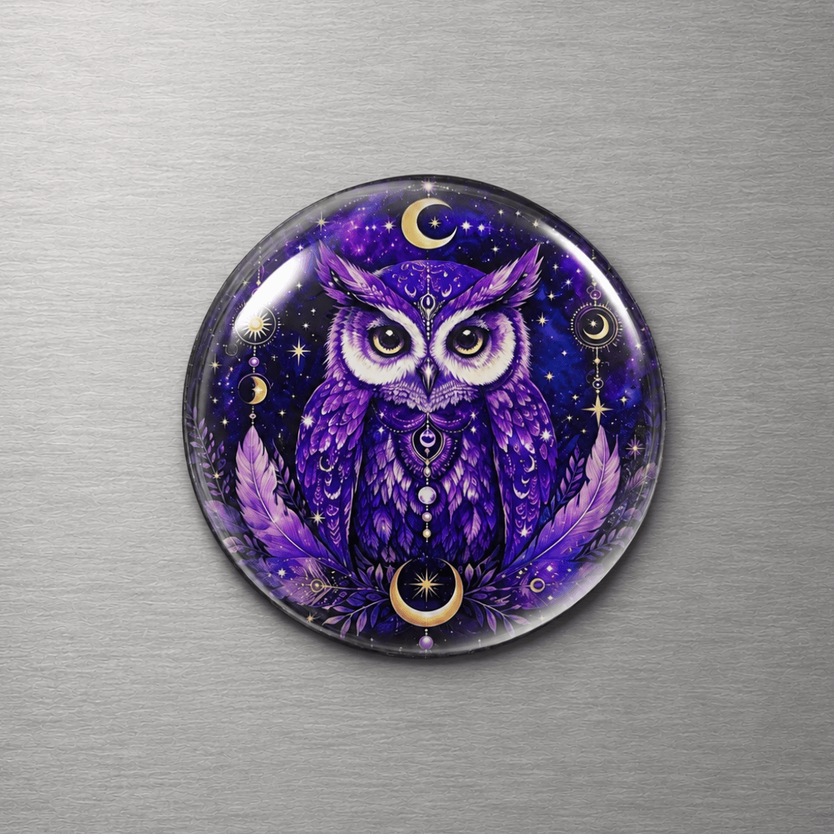 Purple Owl 4cm Glass Magnet