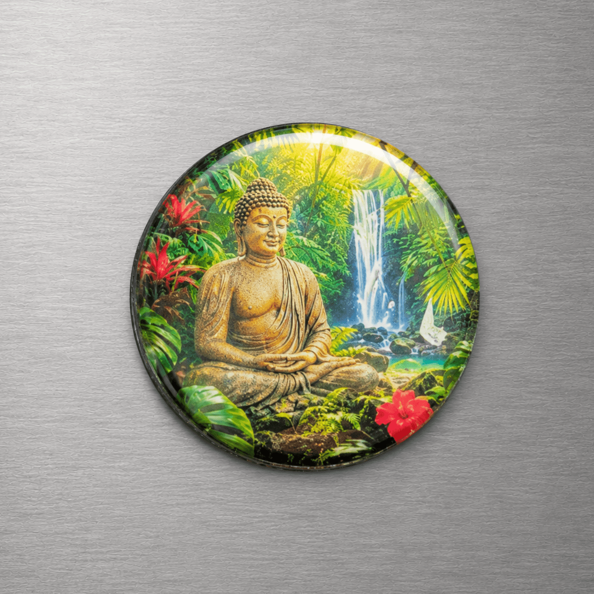 Buddha Waterfall 4cm Glass Magnet