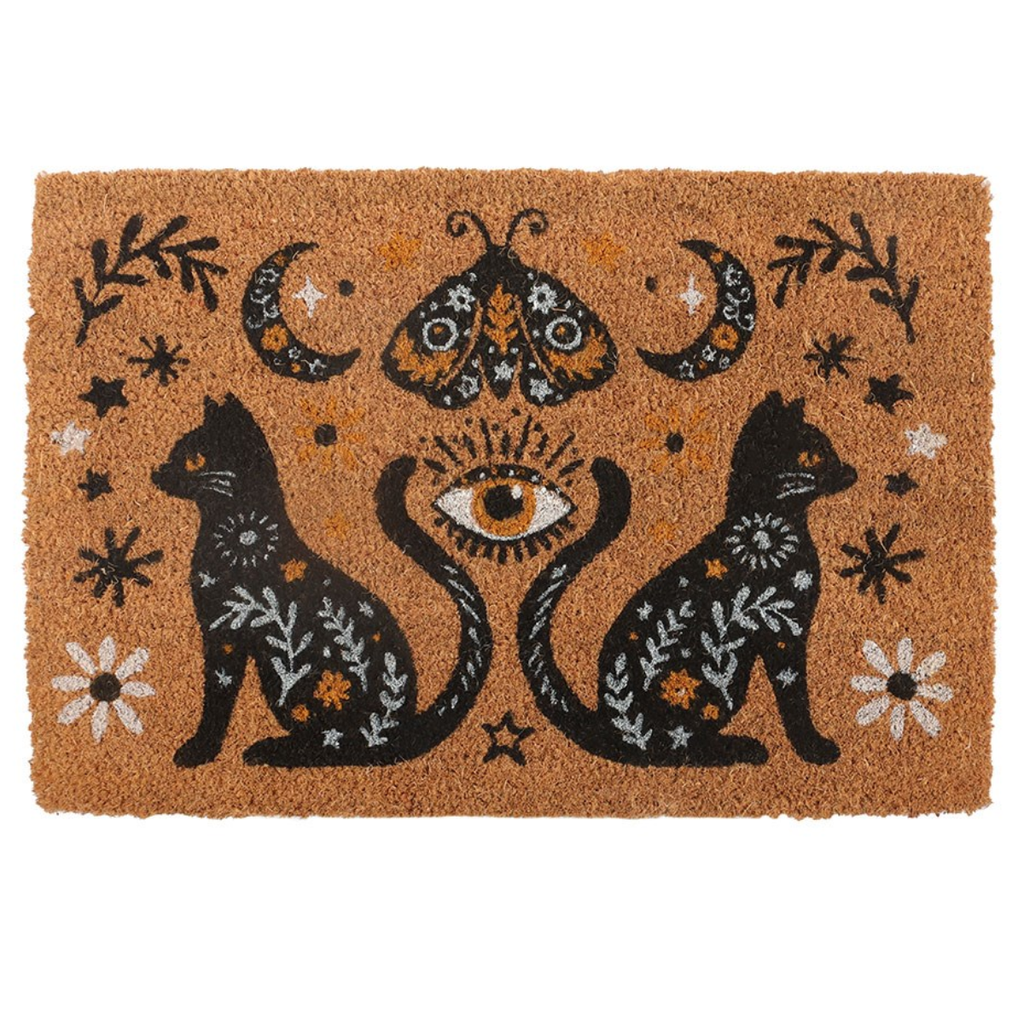 Natural Frightful Folk Cat Doormat