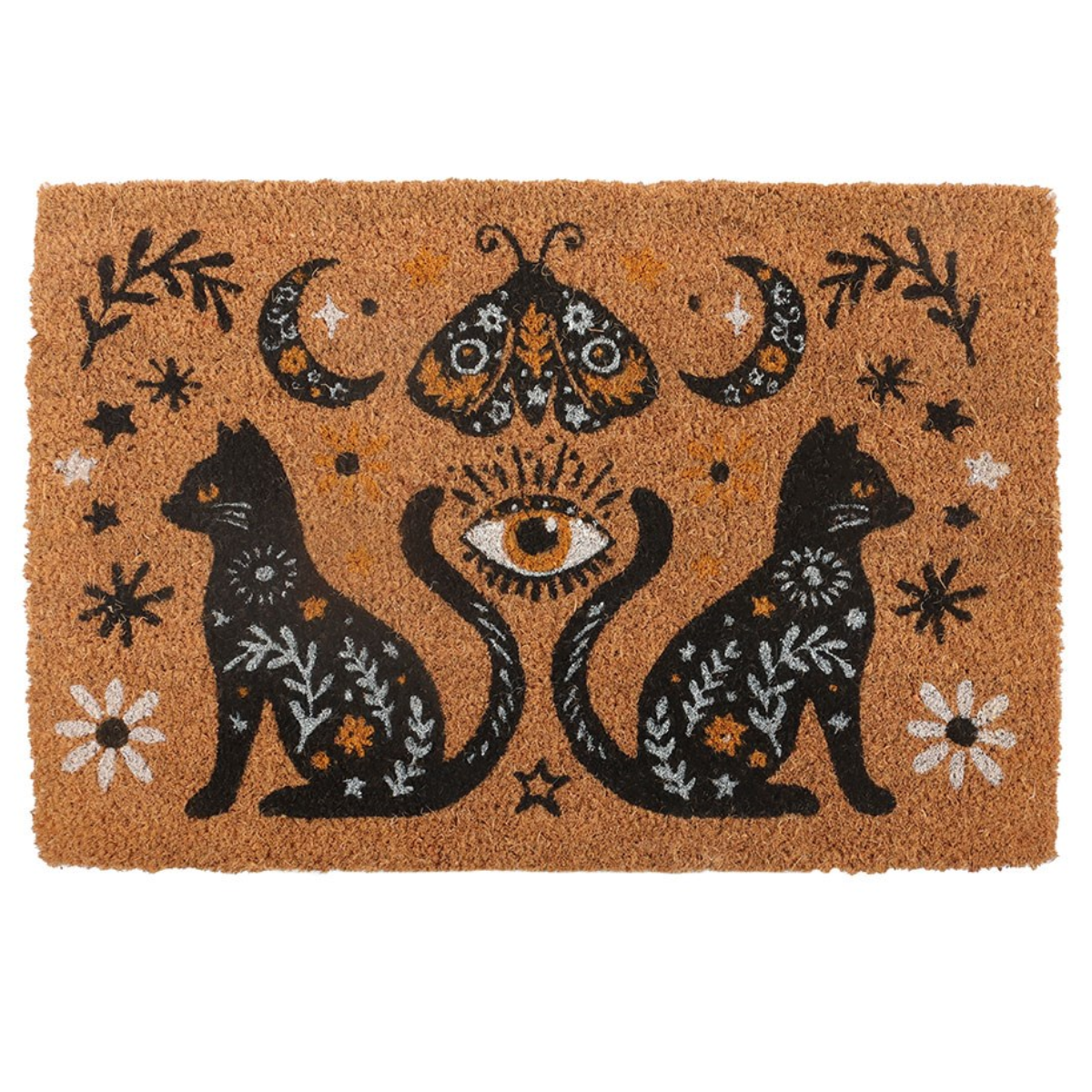Natural Frightful Folk Cat Doormat