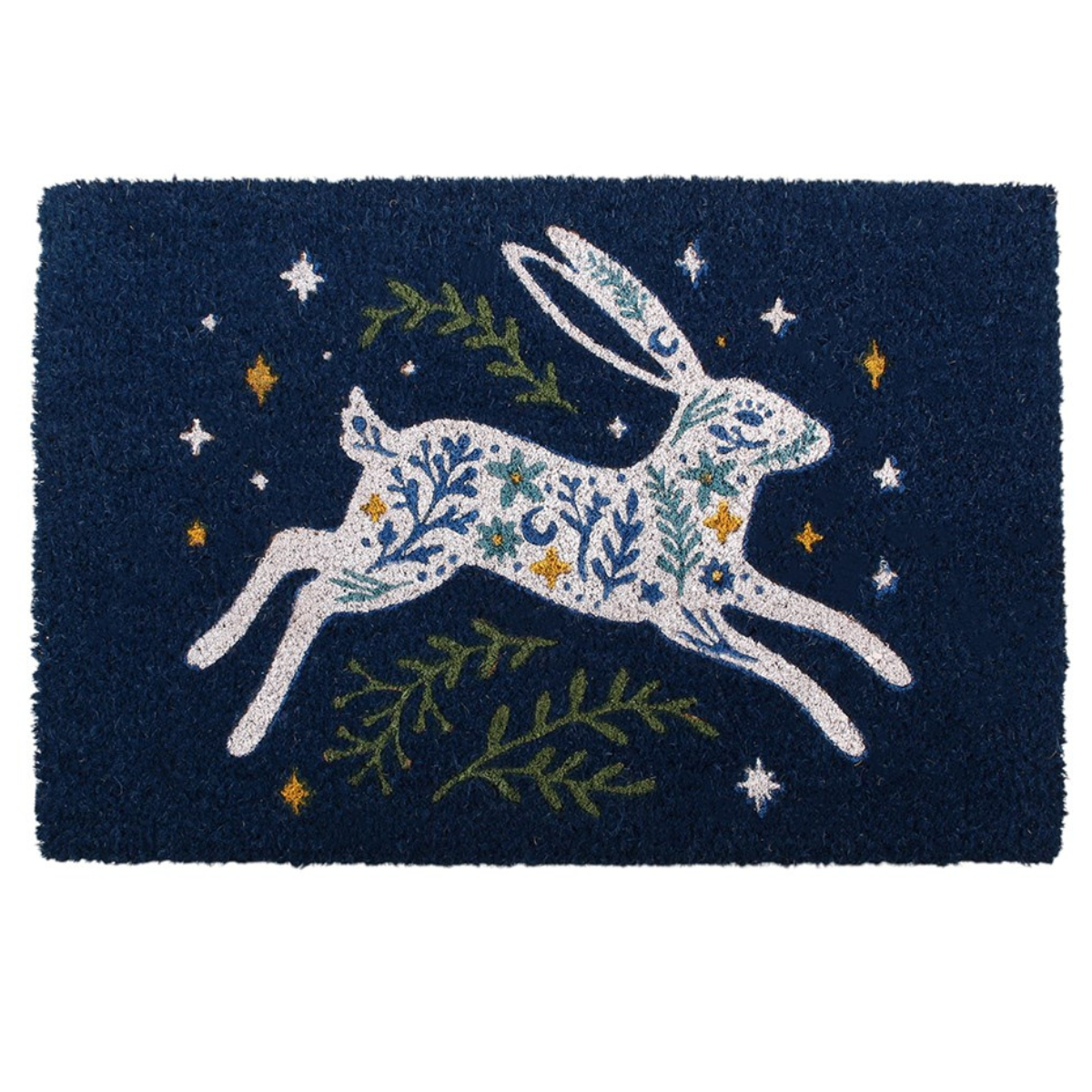 Blue Leaping Hare Doormat