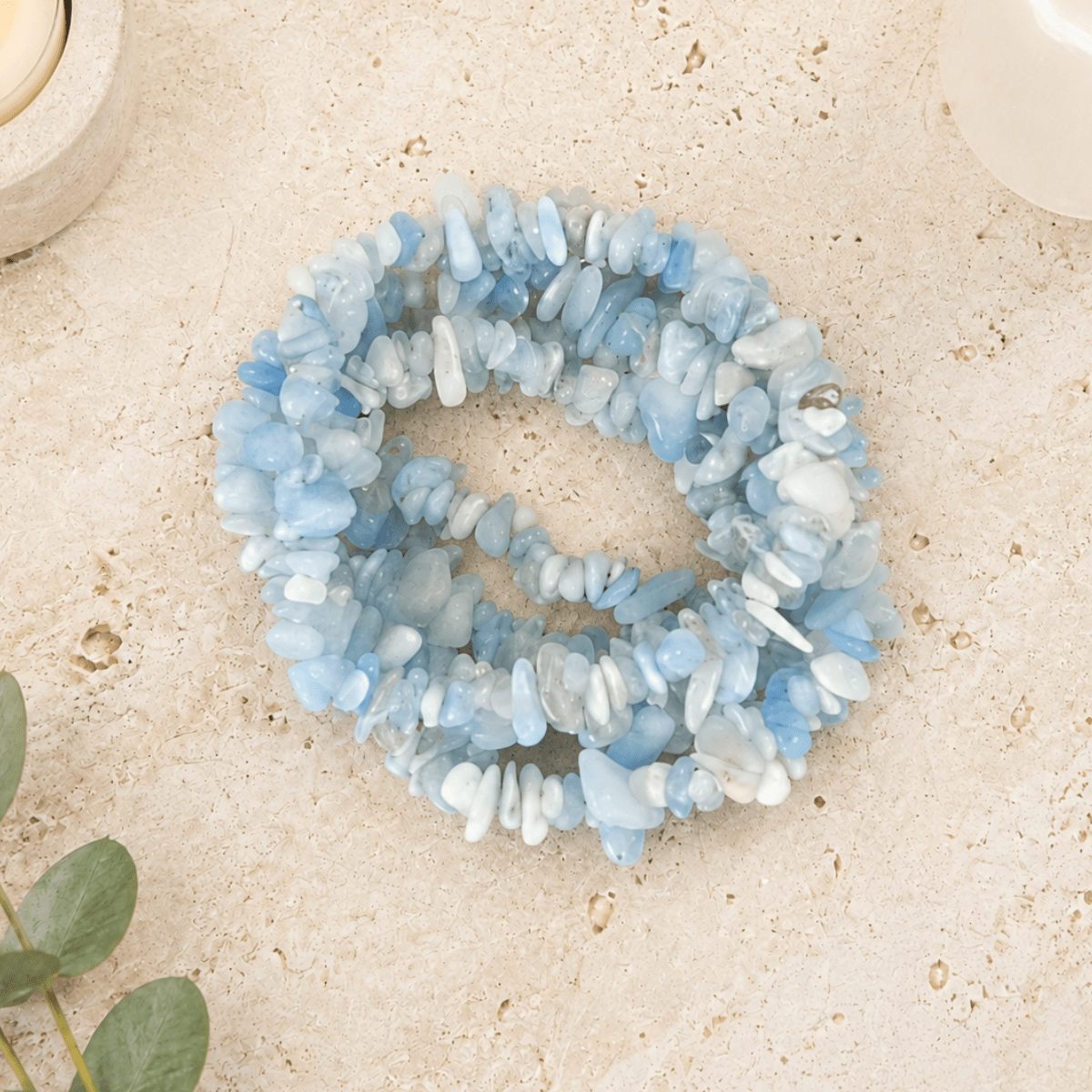 Aquamarine Gemstone Chip Bracelet