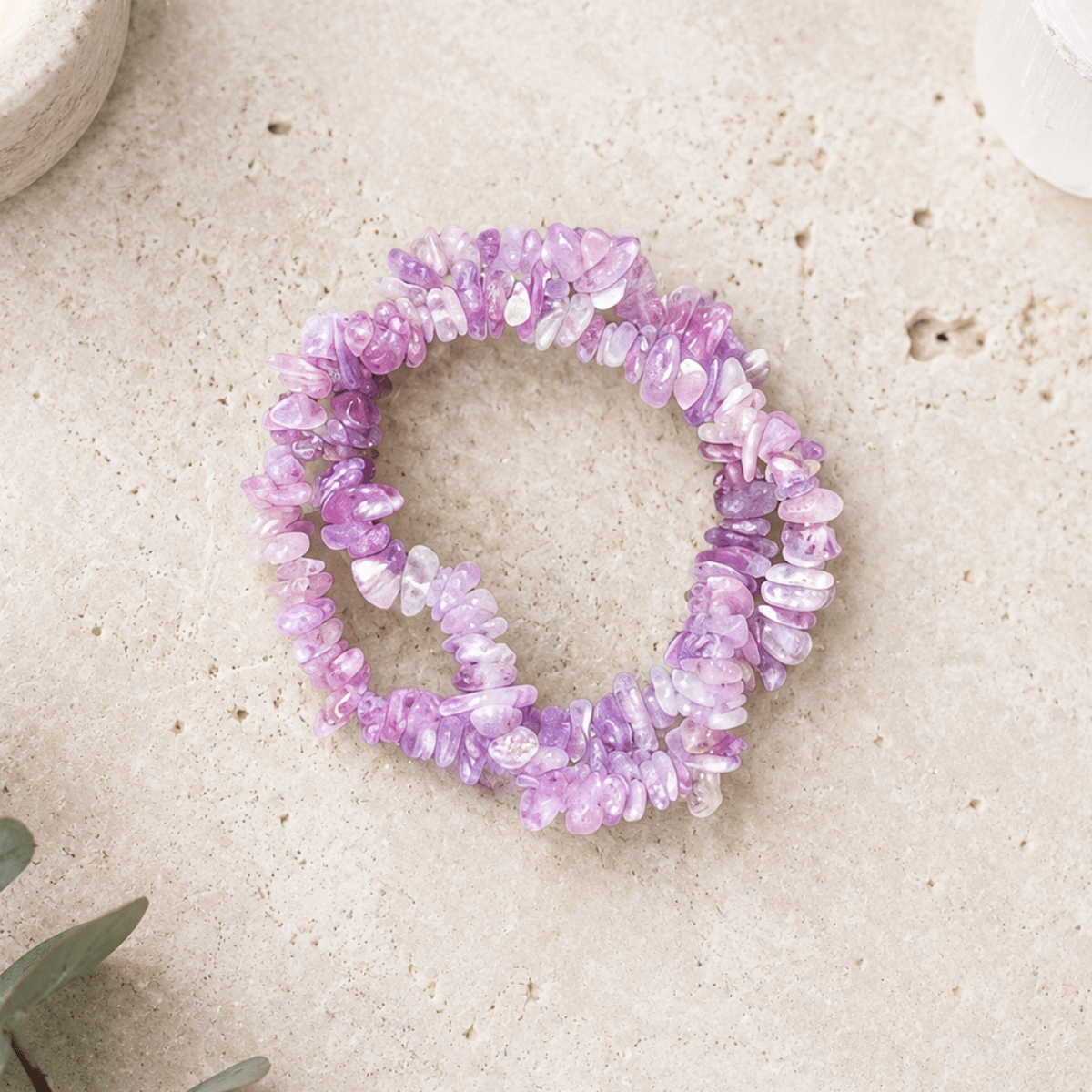 Purple Mica Gemstone Chip Bracelet