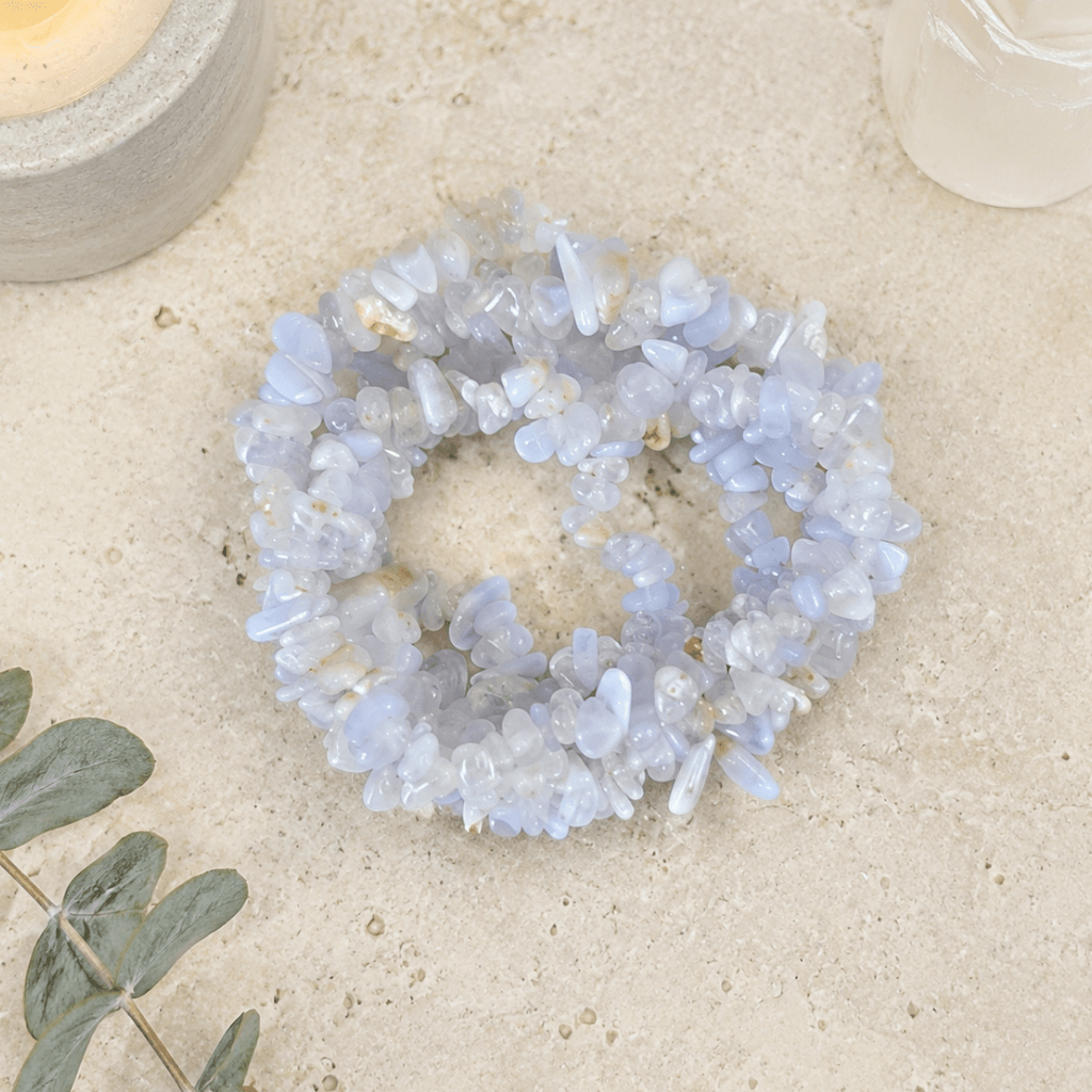 Blue Lace Agate Gemstone Chip Bracelet