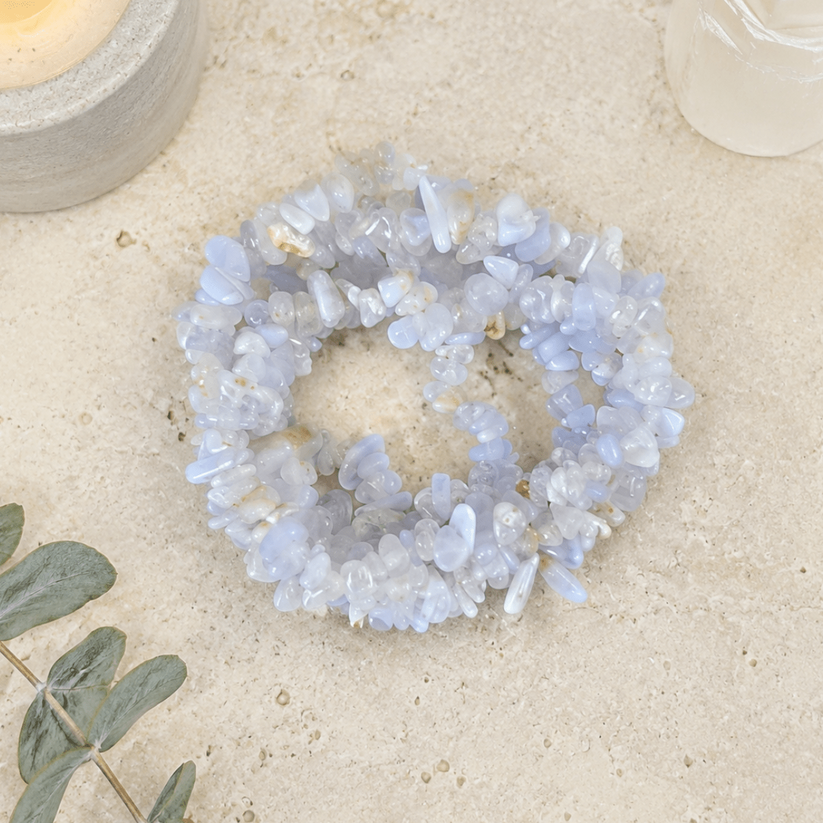Blue Lace Agate Gemstone Chip Bracelet
