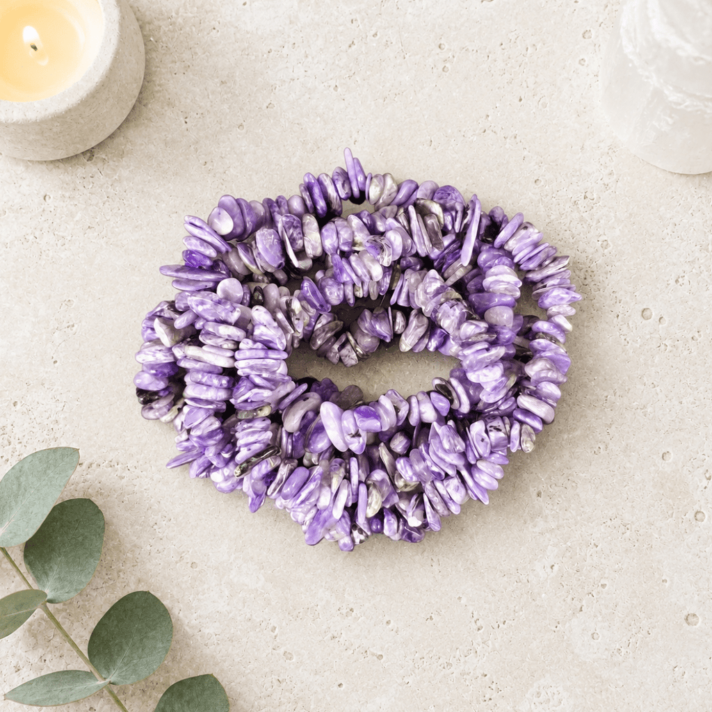 Charoite Gemstone Chip Bracelet