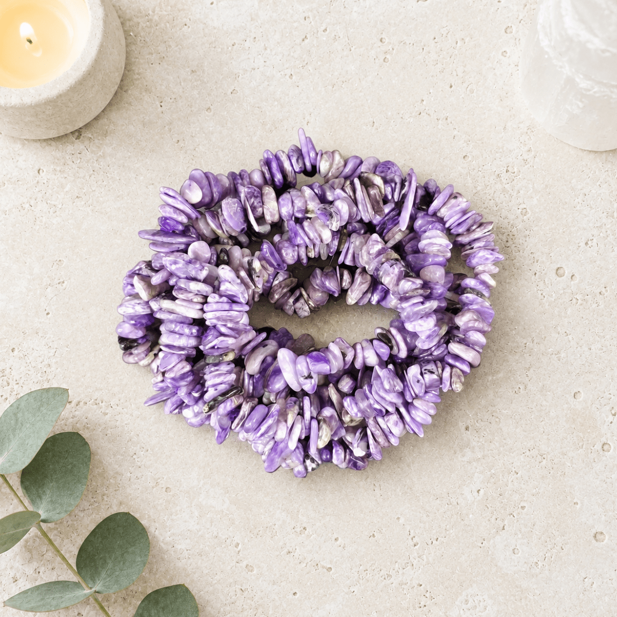 Charoite Gemstone Chip Bracelet