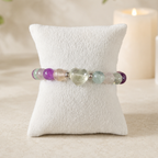 8mm Fluorite Faceted Heart Charm Gemstone Bracelet