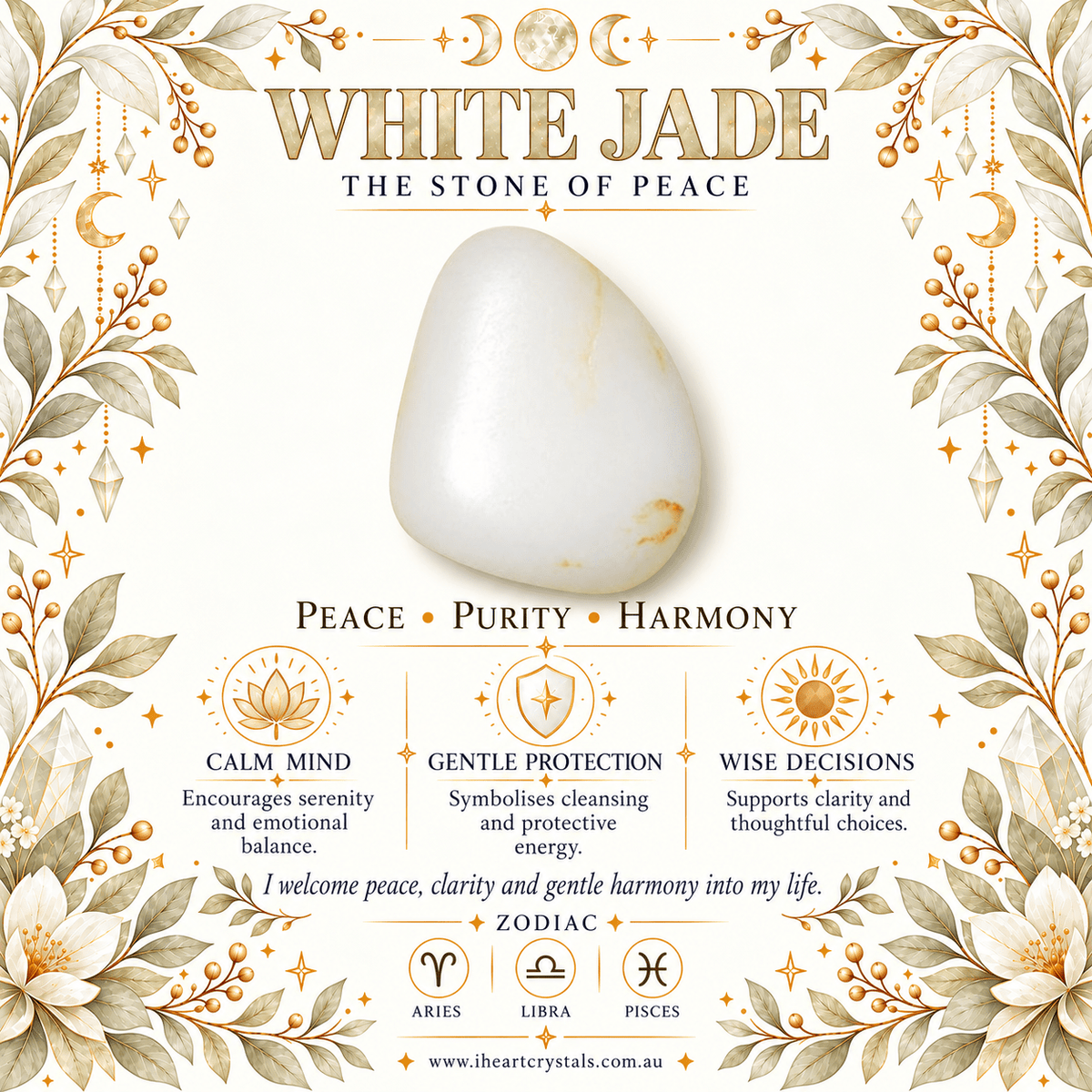 Adjustable White Jade Heart Bracelet / Silver