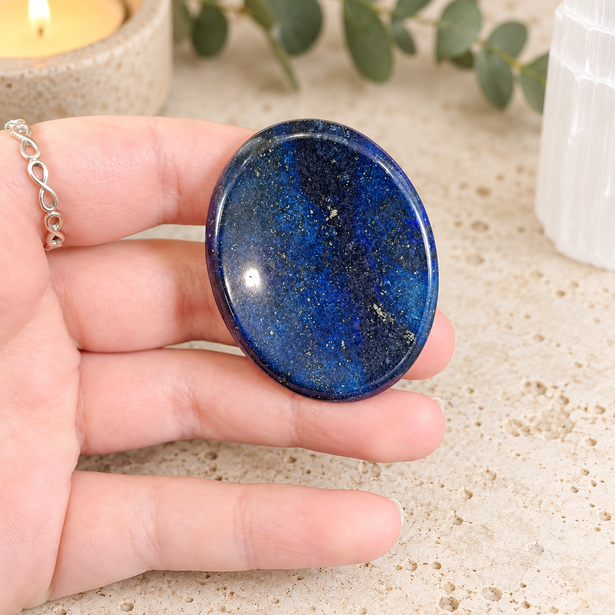 Lapis Lazuli Oval Shape Worry Stone (Thumb Stone)