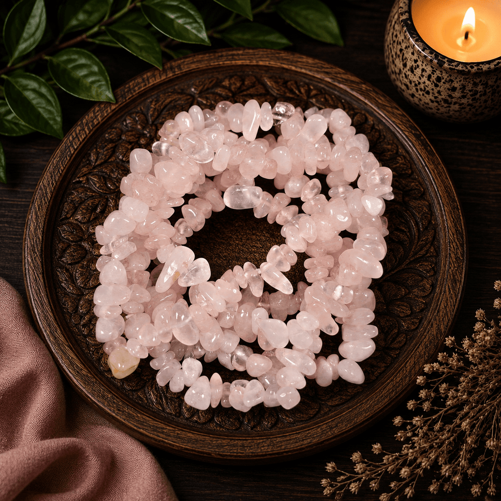 Rose Quartz Gemstone Chip Bracelet