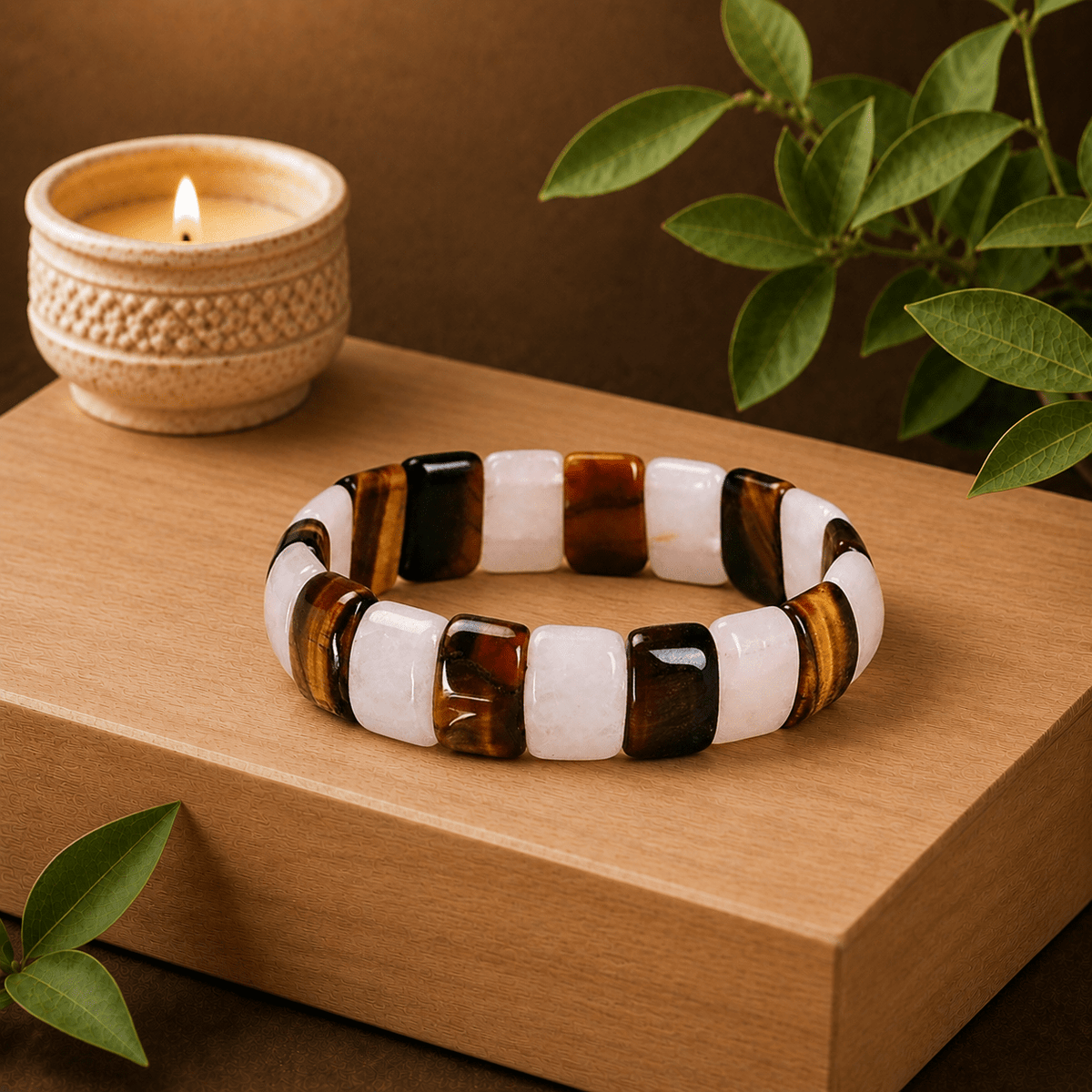 Rose Quartz & Tiger Eye Gemstone Bracelet