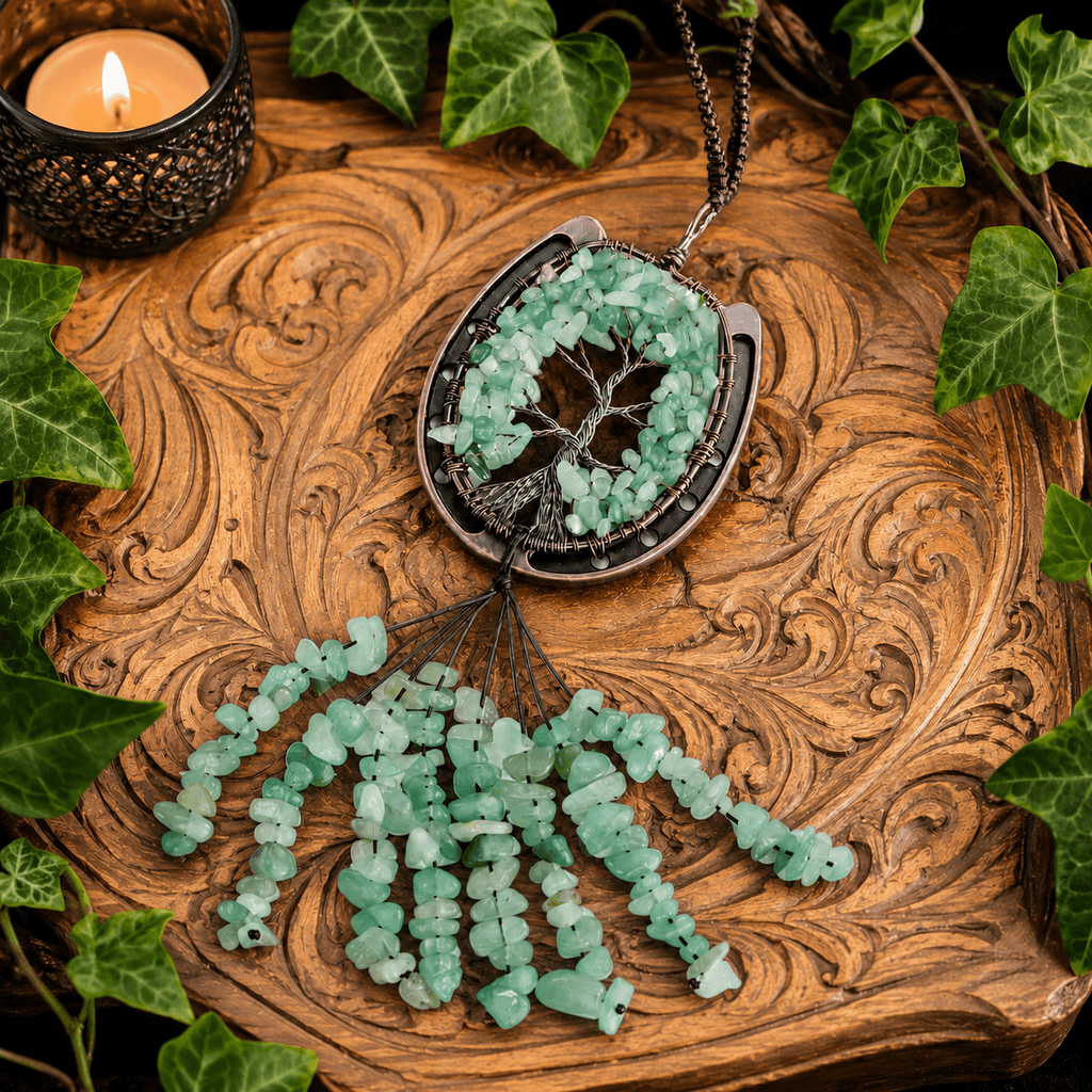 Aventurine Gemstone Chip Horseshoe Suncatcher