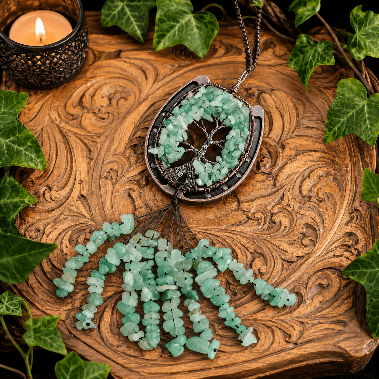 Aventurine Gemstone Chip Horseshoe Suncatcher