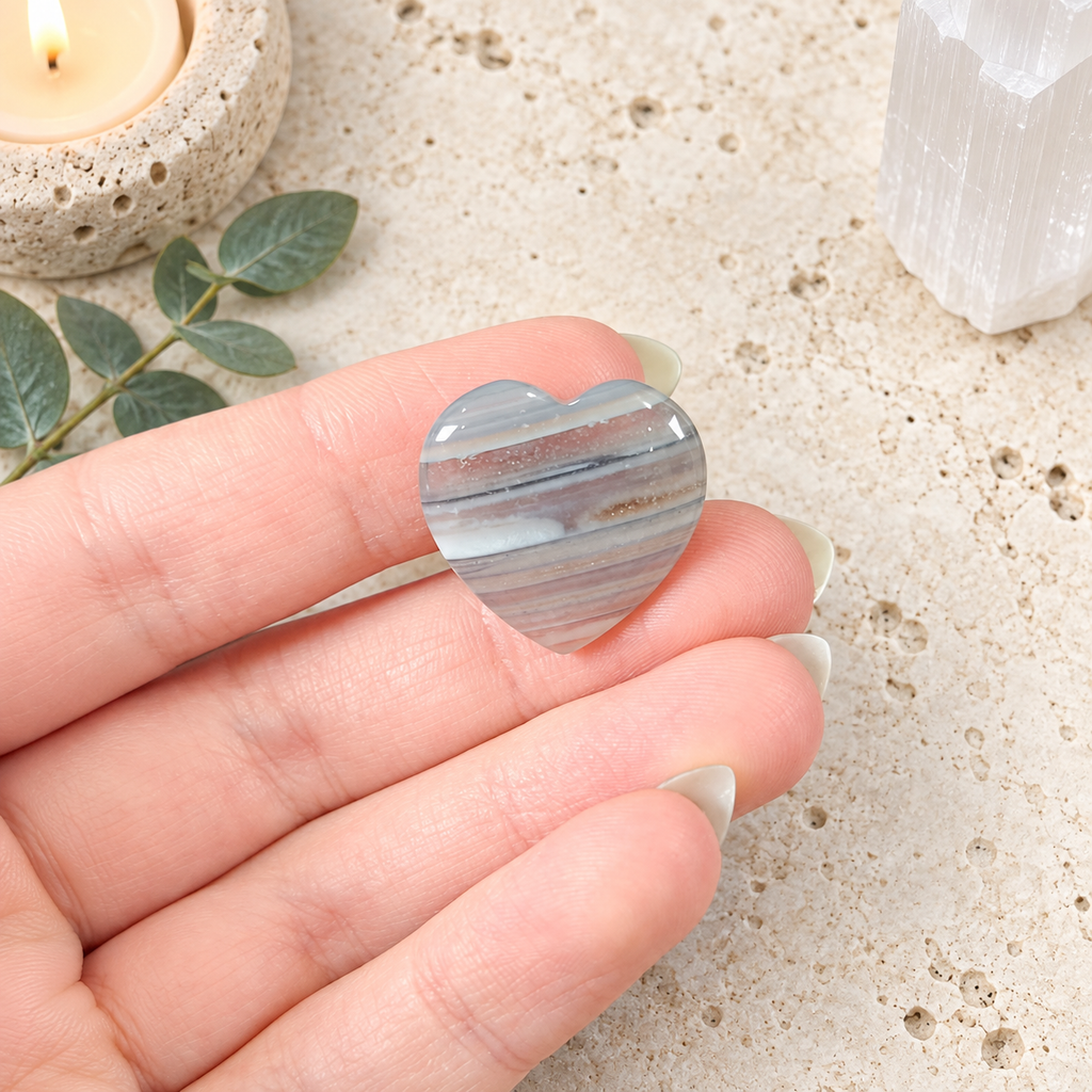 Grey Agate 2cm Gemstone Heart