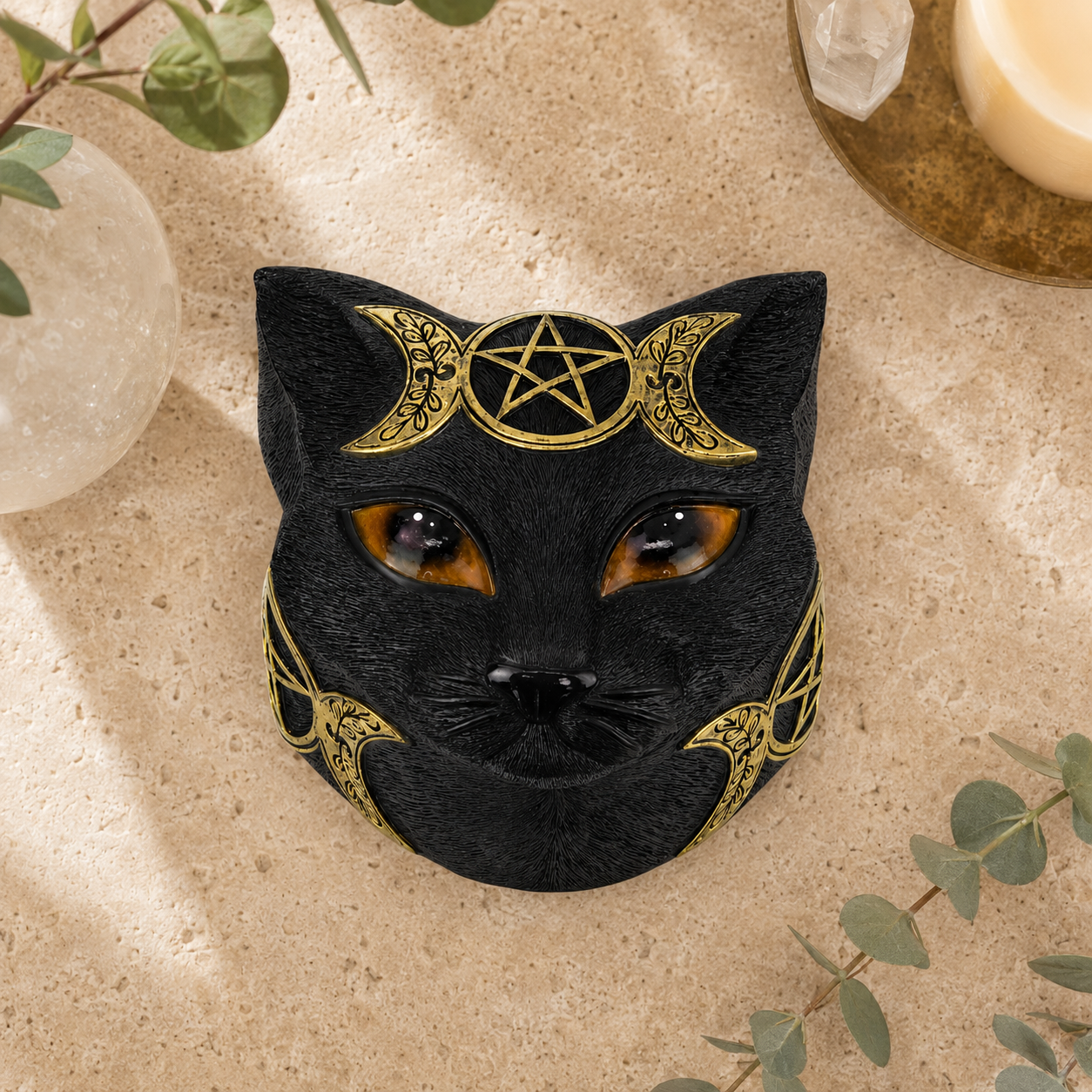 Triple Moon Black Cat Trinket Box