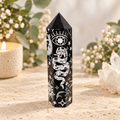 109g Silver Celestial Print Black Obsidian Tower
