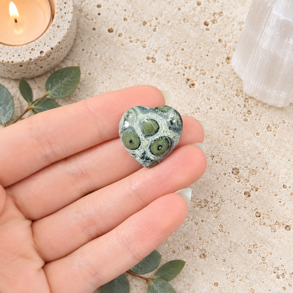 Kambaba Jasper 2cm Gemstone Heart