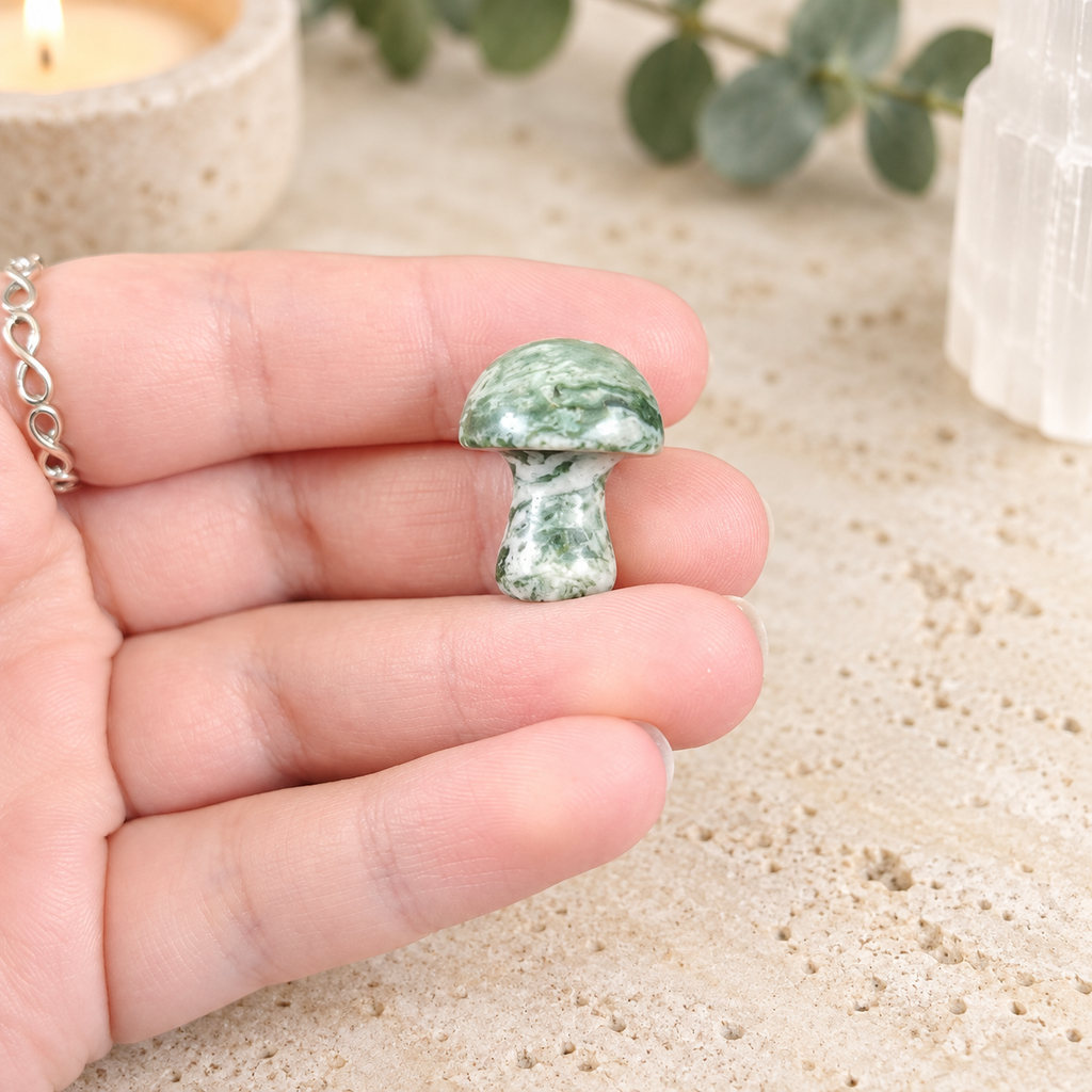 Green Spot Jasper 2cm Gemstone Mushroom