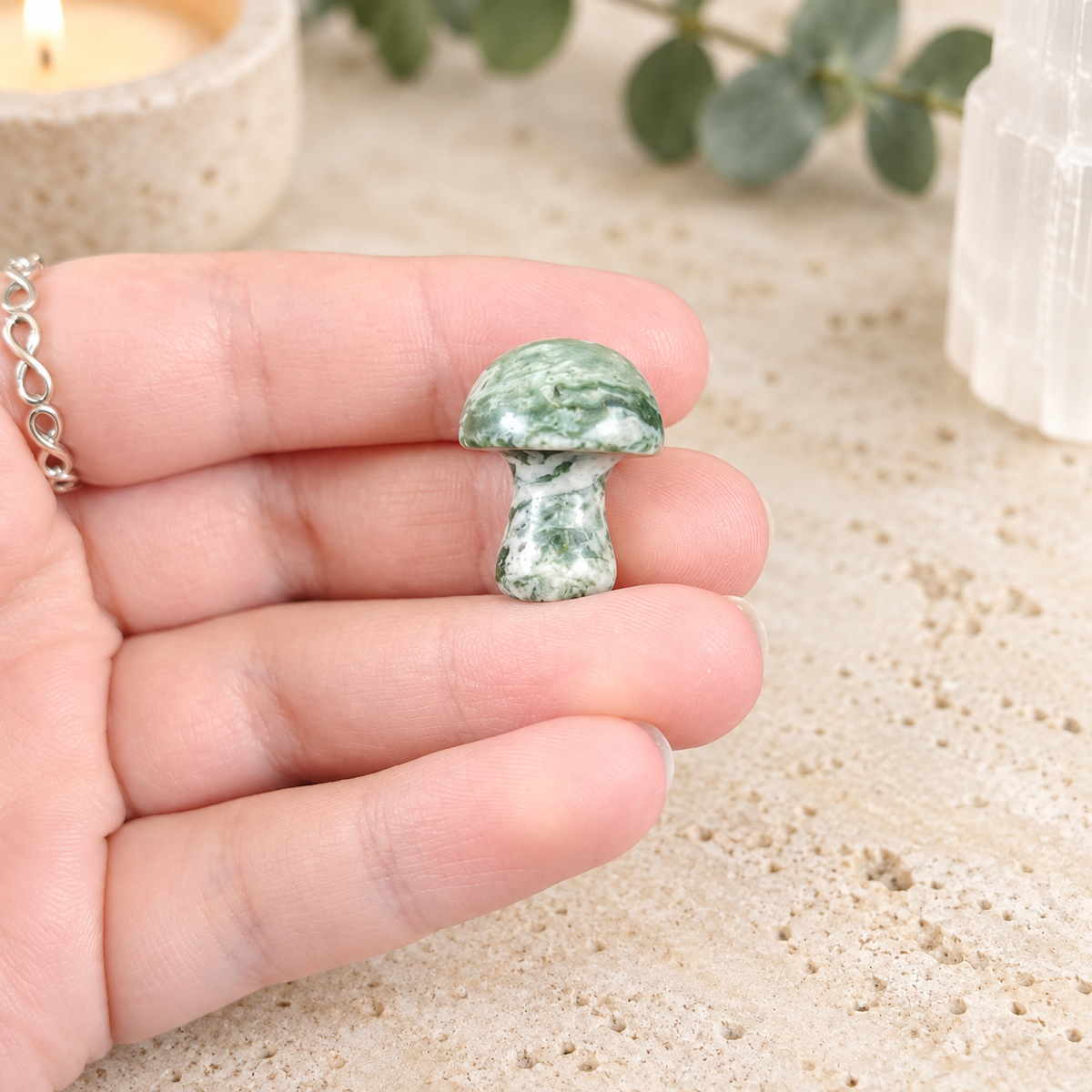 Green Spot Jasper 2cm Gemstone Mushroom