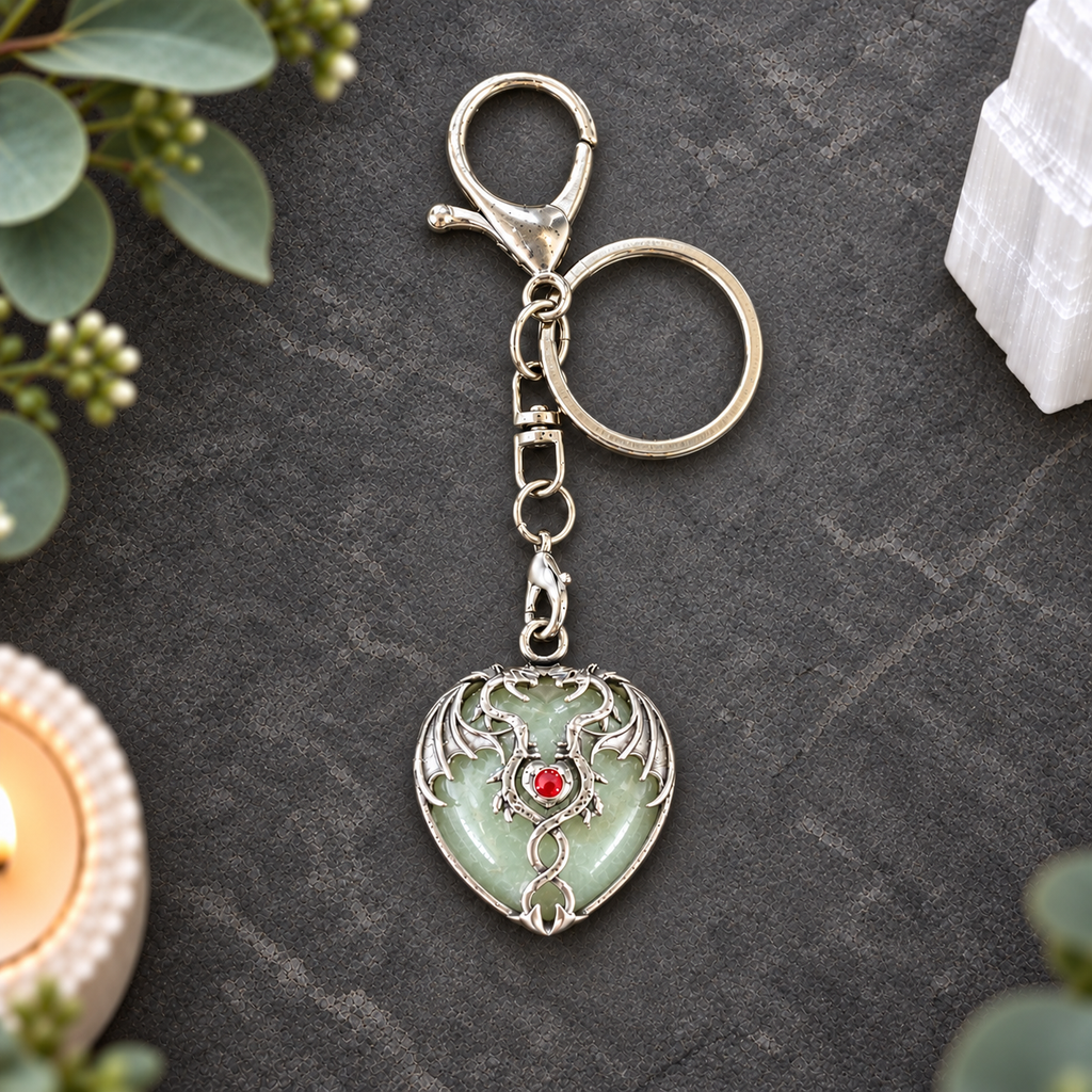 Aventurine Dragon Heart Keyring