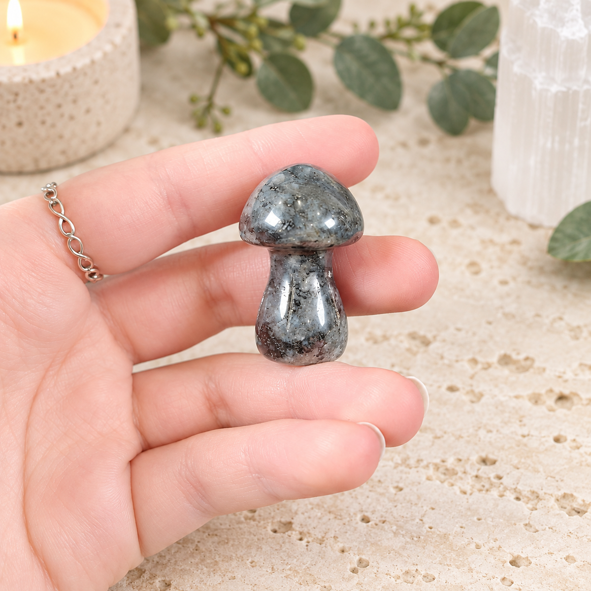 Larvikite 4cm Gemstone Mushroom