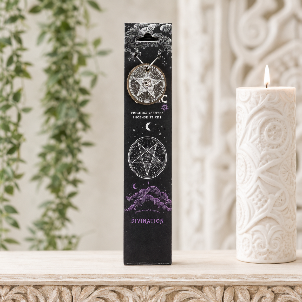 Black Magic Divination 40 Incense Sticks with Round Holder (Lavender & Rosemary)