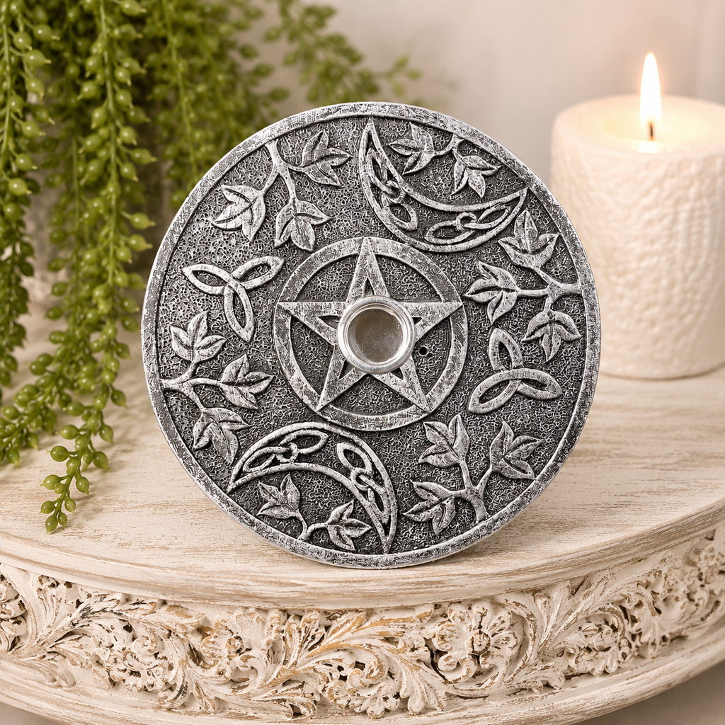 Triple Moon Pentagram Incense/Candle Holder