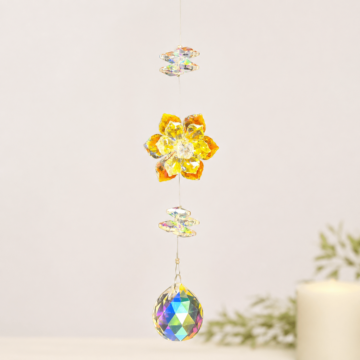 27cm Angel Aura Glass Flower Suncatcher