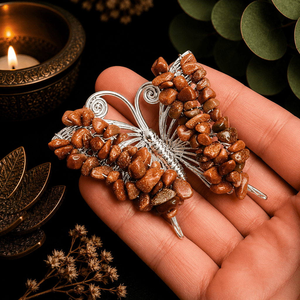 Goldstone Gemstone Butterfly