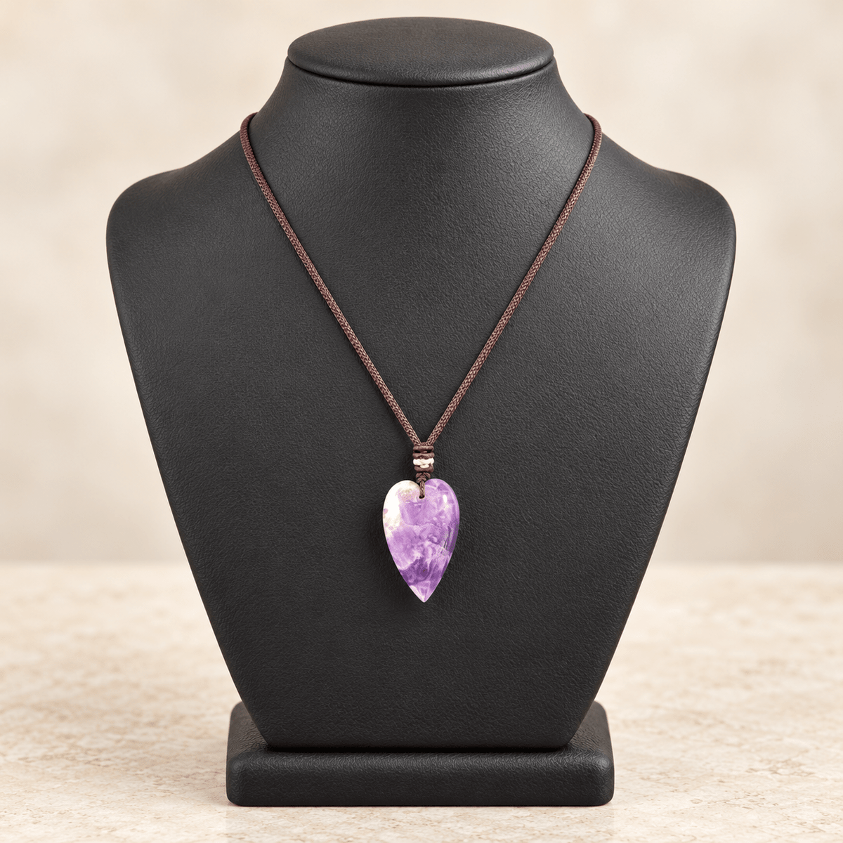 Amethyst 60cm Adjustable Heart Necklace