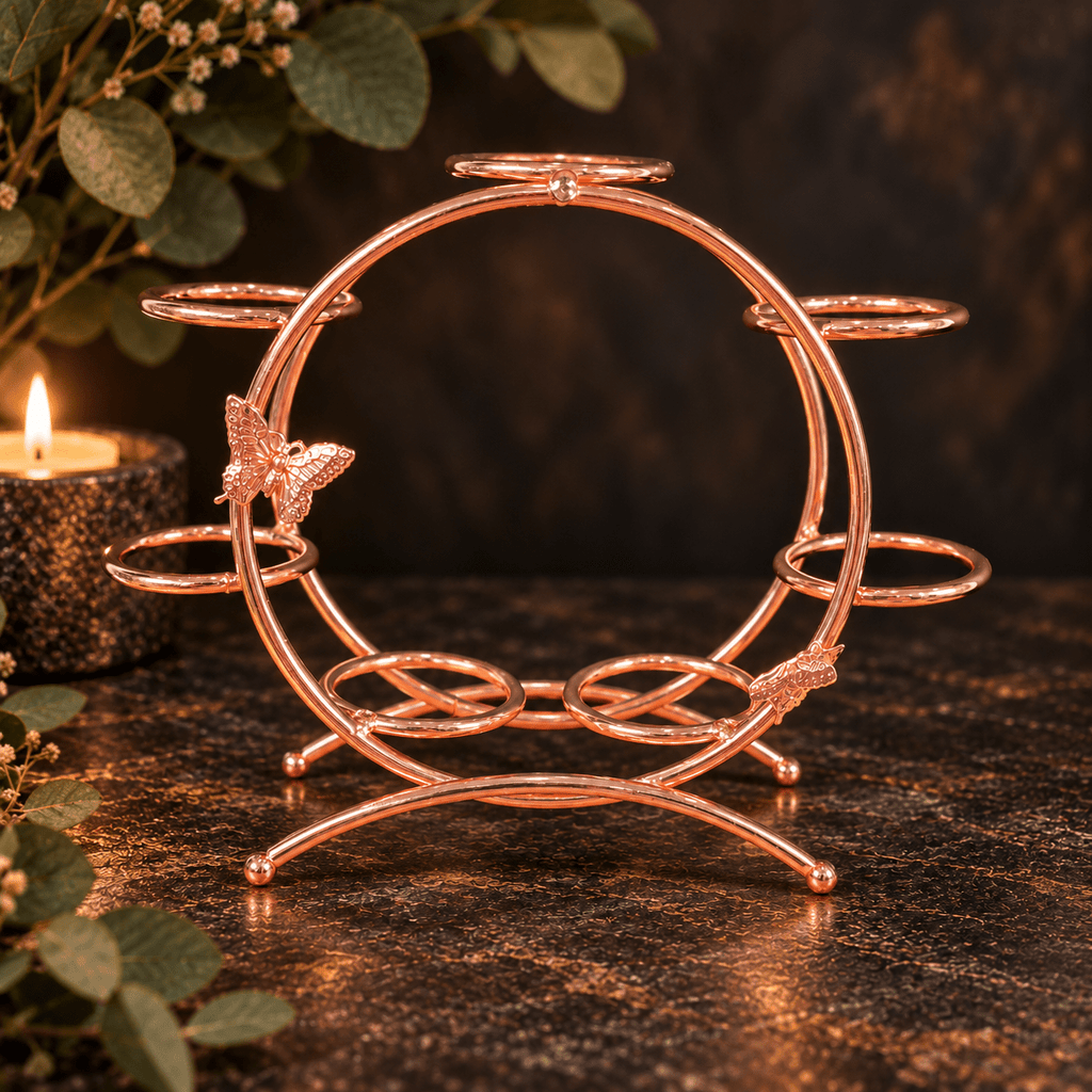 Rose Gold Metal Butterfly Sphere Stand