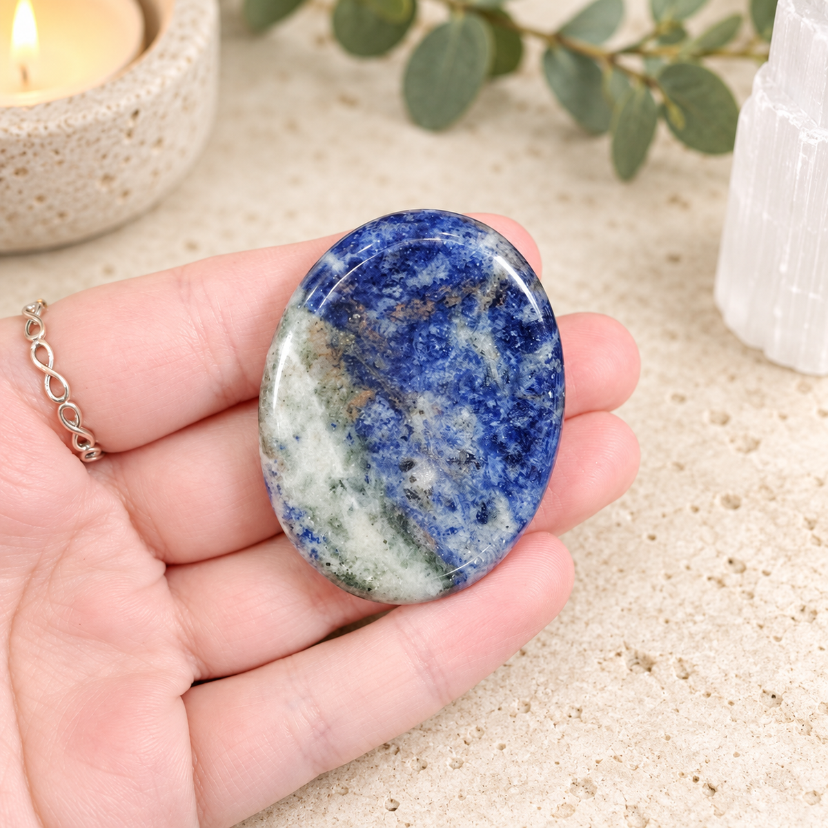 Sodalite Oval Shape Worry Stone (Thumb Stone)