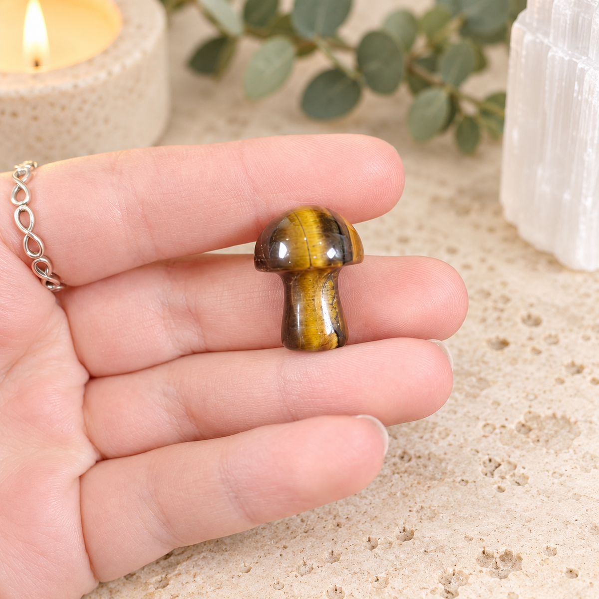 Tiger Eye 2cm Gemstone Mushroom