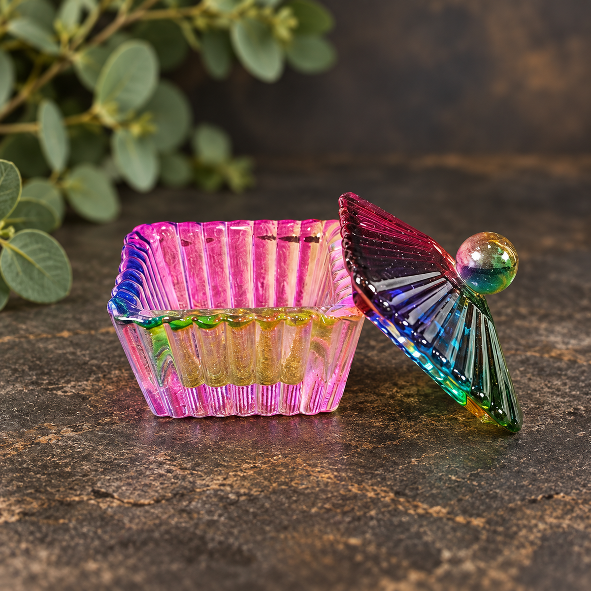 Mini Square Shaped Rainbow Glass Box