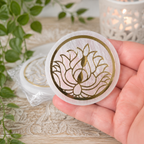 6cm Gold Lotus Selenite Plate with Stand