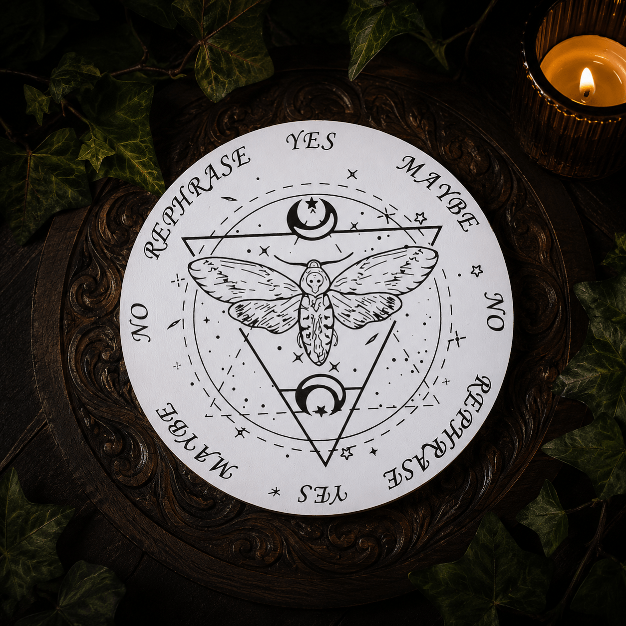 15cm Luna Moth on White Pendulum/Divination Board