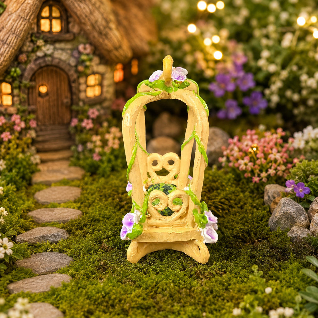 15cm Fairy Garden Bed with Purple Flowers