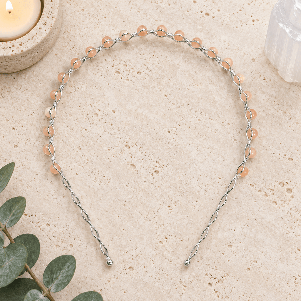Peach Moonstone Gemstone Headband