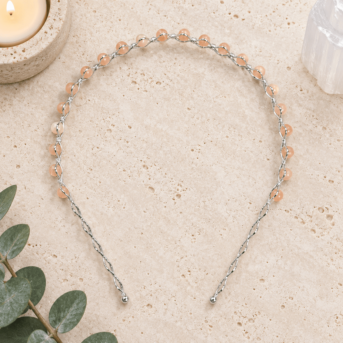 Peach Moonstone Gemstone Headband