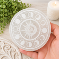 10cm Moon Phase Selenite Plate with Stand