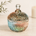 Rainbow Coloured Glass Dish with Lid