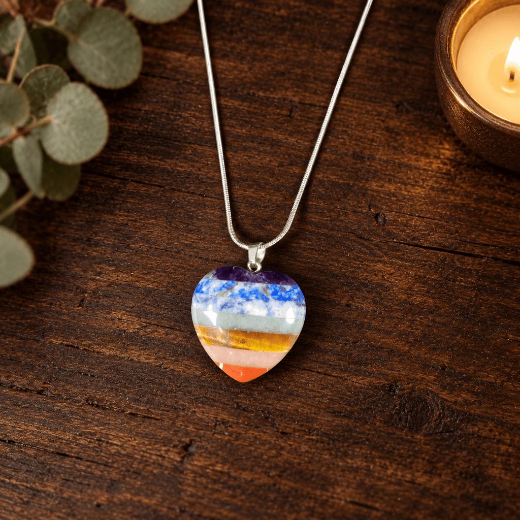 Chakra Gemstone Heart Necklace