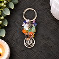 7.5cm Lotus Chakra Gemstone Keyring
