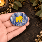 Gold Elephant on Sodalite Palm