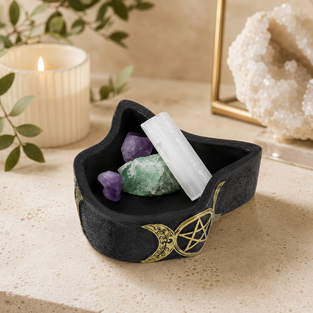 Triple Moon Black Cat Trinket Box