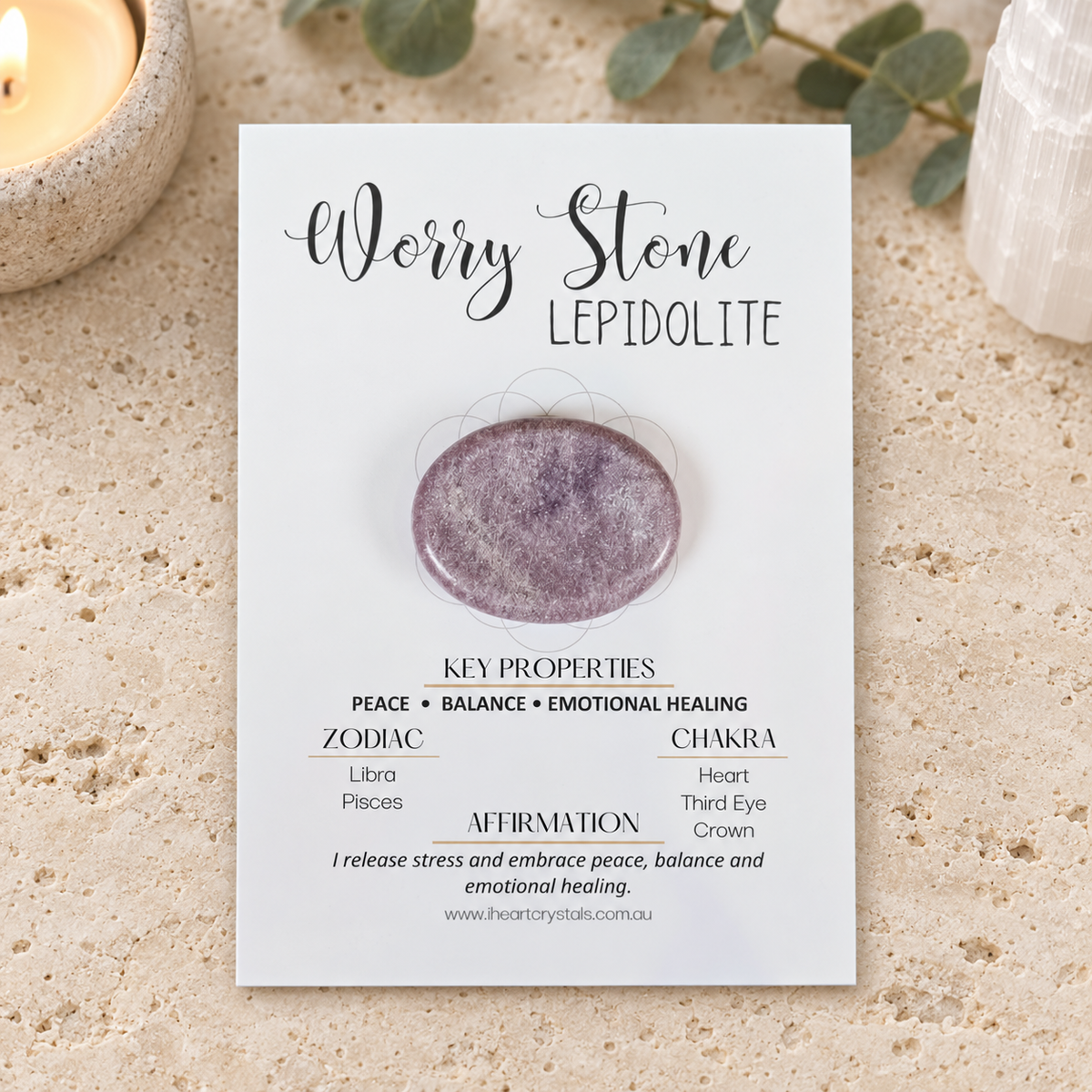 Lepidolite Oval Shape Worry Stone (Thumb Stone)